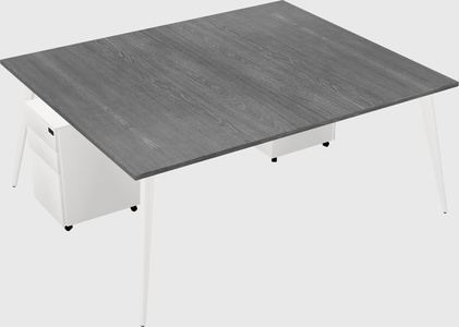 Shared rectangular office desk system