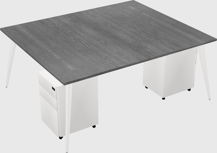Shared rectangular office desk system