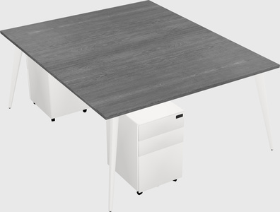 Shared rectangular office desk system