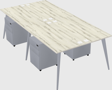 Shared rectangular office desk system