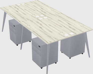 Shared rectangular office desk system