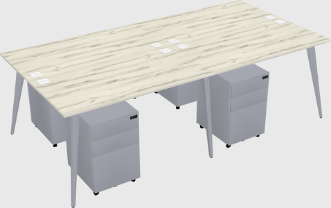 Shared rectangular office desk system