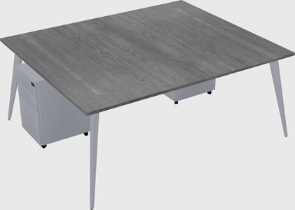 Shared rectangular office desk system