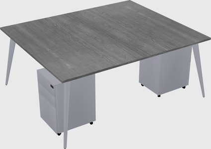 Shared rectangular office desk system