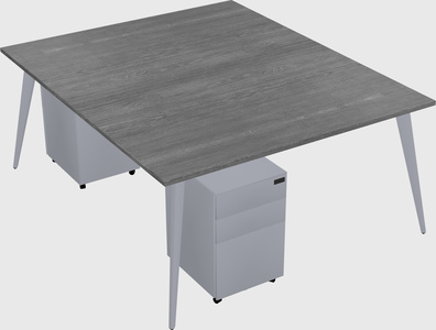 Shared rectangular office desk system