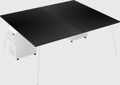Shared rectangular office desk system