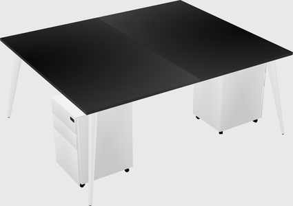 Shared rectangular office desk system