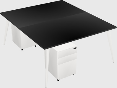 Shared rectangular office desk system