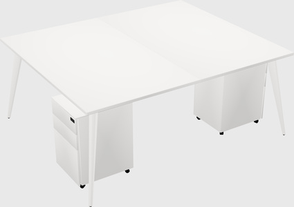 Shared rectangular office desk system