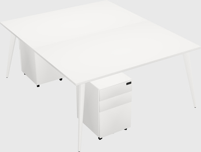 Shared rectangular office desk system