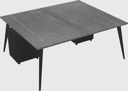 Shared rectangular office desk system