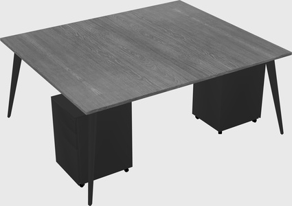 Shared rectangular office desk system