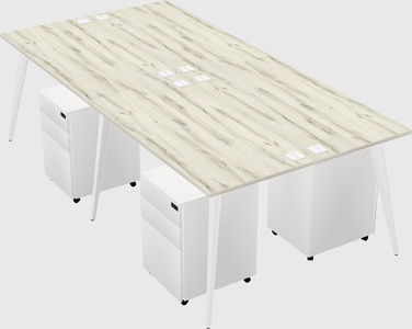 Shared rectangular office desk system