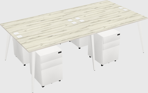 Shared rectangular office desk system