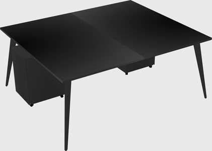 Shared rectangular office desk system