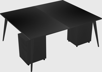 Shared rectangular office desk system