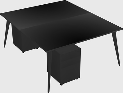Shared rectangular office desk system