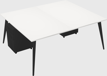 Shared rectangular office desk system