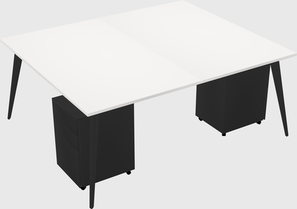 Shared rectangular office desk system