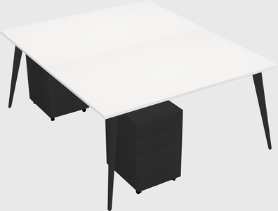 Shared rectangular office desk system