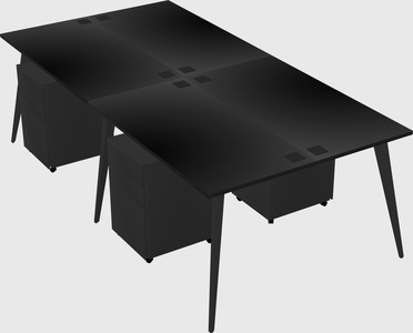 Shared rectangular office desk system