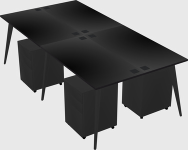 Shared rectangular office desk system