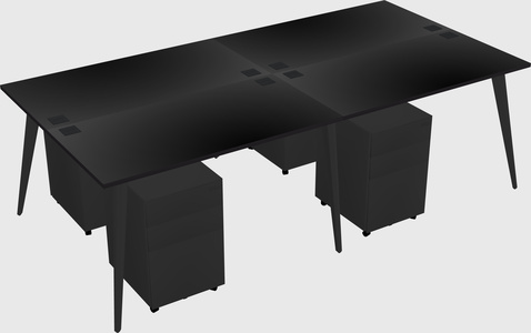 Shared rectangular office desk system