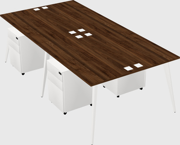 Shared rectangular office desk system