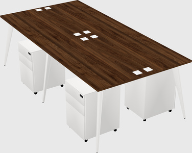 Shared rectangular office desk system