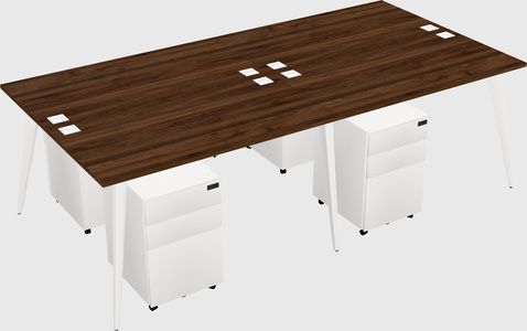 Shared rectangular office desk system