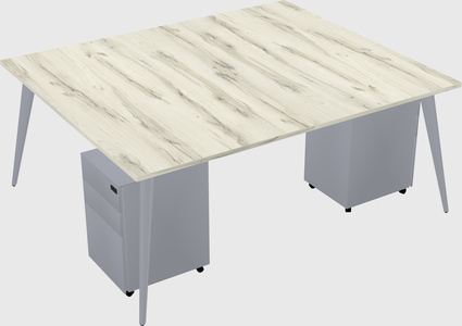 Shared rectangular office desk system
