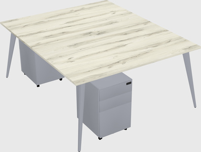 Shared rectangular office desk system