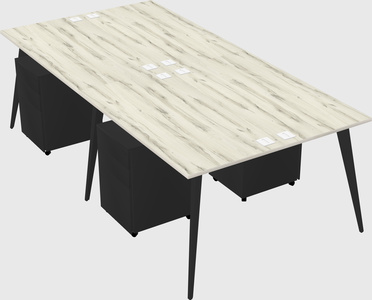 Shared rectangular office desk system