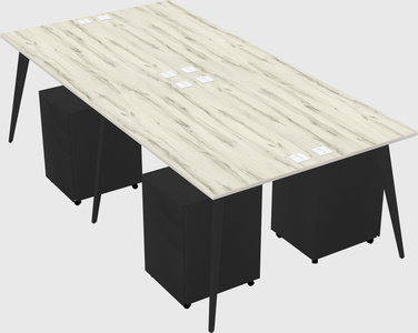 Shared rectangular office desk system