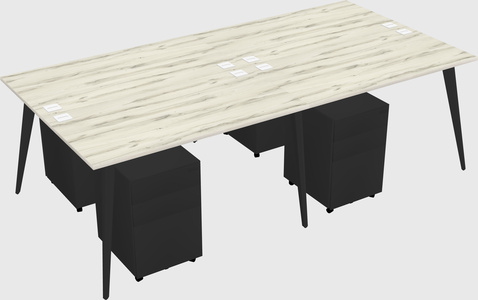 Shared rectangular office desk system
