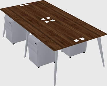 Shared rectangular office desk system