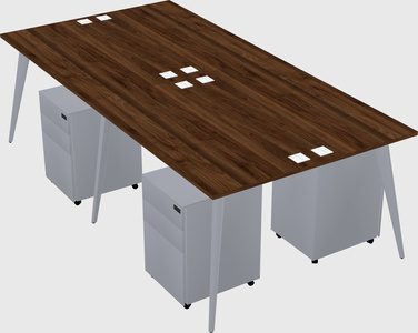 Shared rectangular office desk system