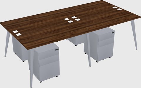 Shared rectangular office desk system