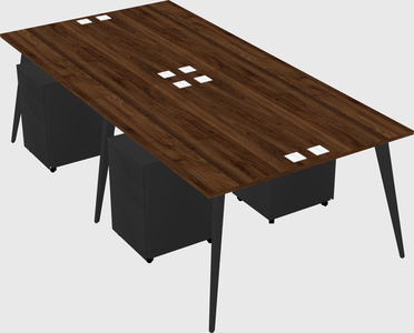 Shared rectangular office desk system