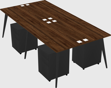 Shared rectangular office desk system
