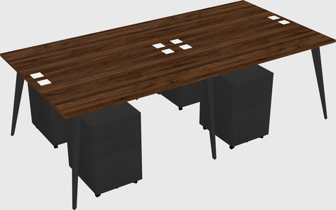 Shared rectangular office desk system
