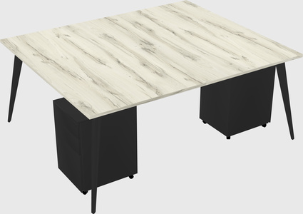 Shared rectangular office desk system