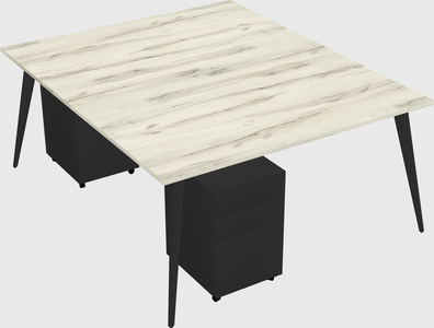 Shared rectangular office desk system