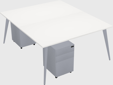 Shared rectangular office desk system