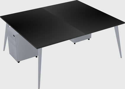 Shared rectangular office desk system