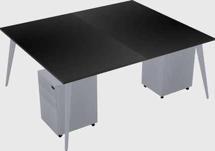 Shared rectangular office desk system