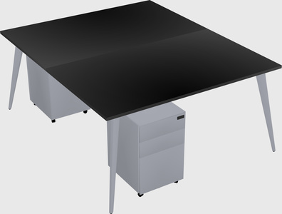 Shared rectangular office desk system