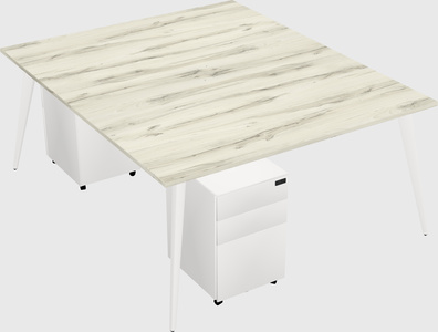 Shared rectangular office desk system