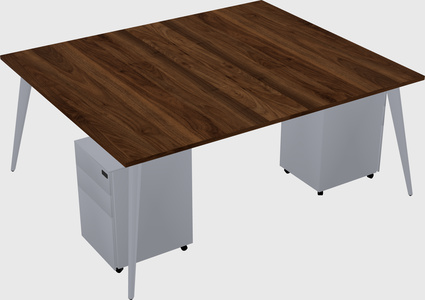 Shared rectangular office desk system
