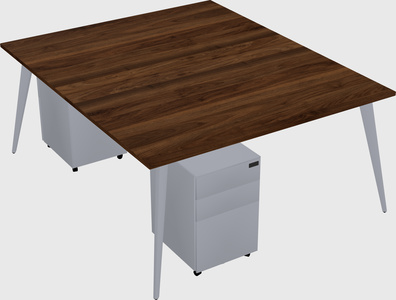 Shared rectangular office desk system